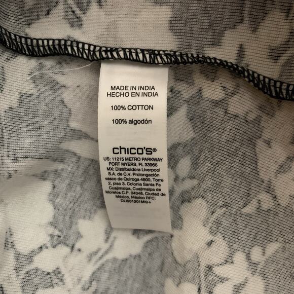 Chico's Top Women's Sz 4 (2X) Top Blushing Blooms Square Neck 3/4 Sleeve Neutral - Picture 5 of 7